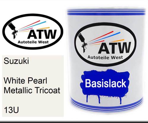 Suzuki, White Pearl Metallic Tricoat, 13U: 1L Lackdose, von ATW Autoteile West.